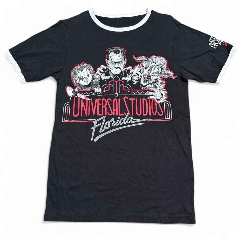Halloween Horror Nights HHN T Shirt Top Womens Size Small Ringer Tee Monsters